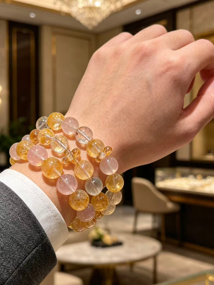 Crystal ParadiseGolden Bloom Crystal Bracelet – Handmade Multi-Stone Layered Energy Jewelry ✨🌼