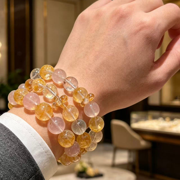 Crystal ParadiseGolden Bloom Crystal Bracelet – Handmade Multi-Stone Layered Energy Jewelry ✨🌼