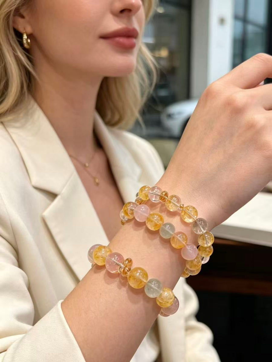 Crystal ParadiseGolden Bloom Crystal Bracelet – Handmade Multi-Stone Layered Energy Jewelry ✨🌼