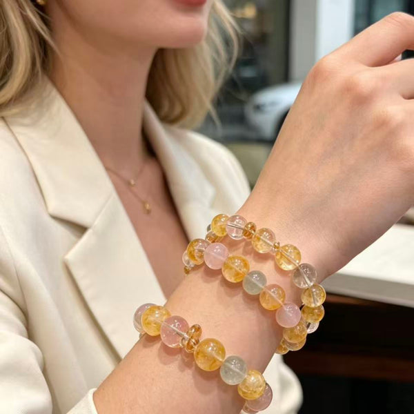 Crystal ParadiseGolden Bloom Crystal Bracelet – Handmade Multi-Stone Layered Energy Jewelry ✨🌼
