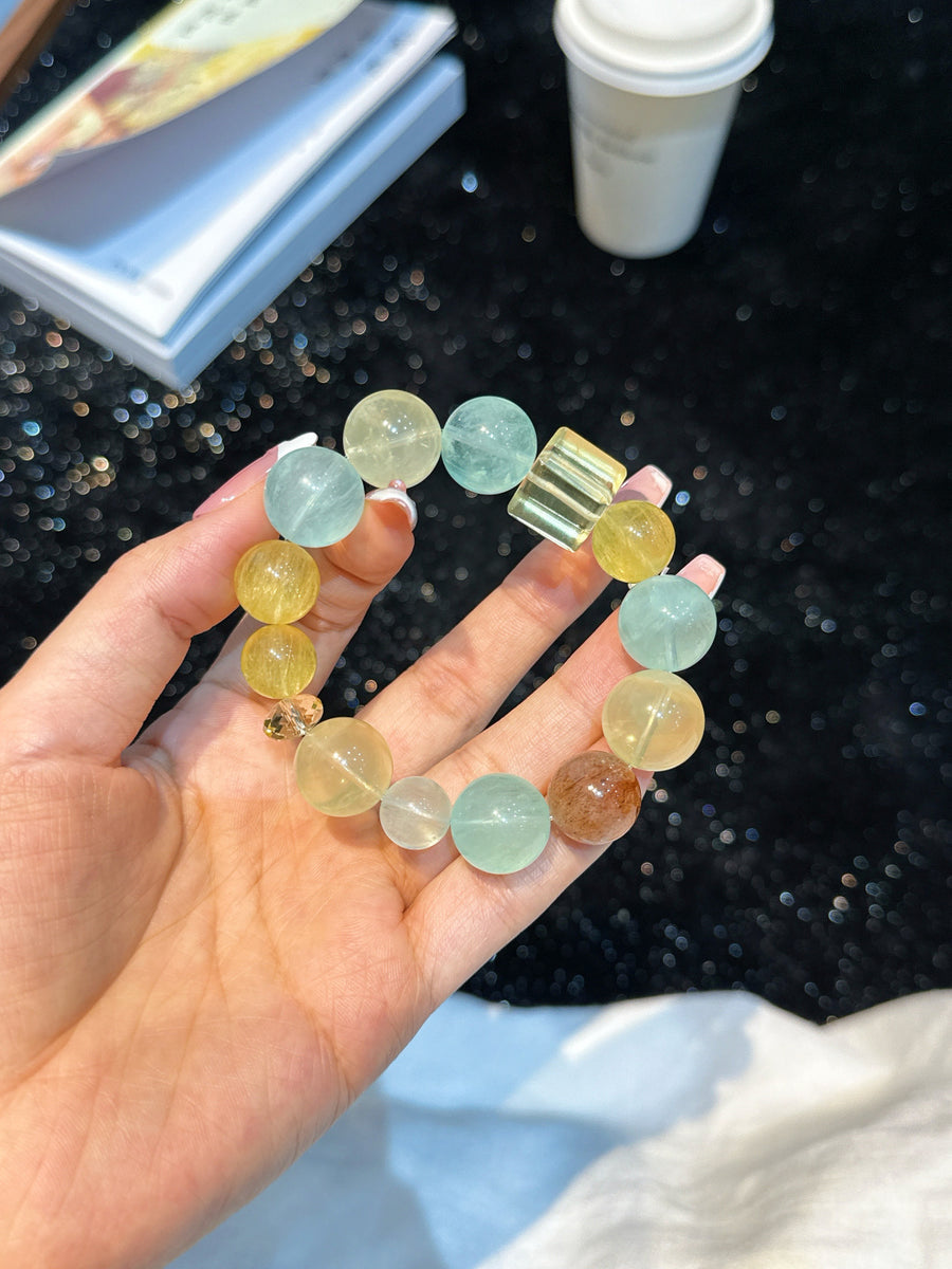 Crystal Paradise Five Elements Radiance Bracelet – “Multigem Harmony” Handmade Energy Bead Bracelet 🌈