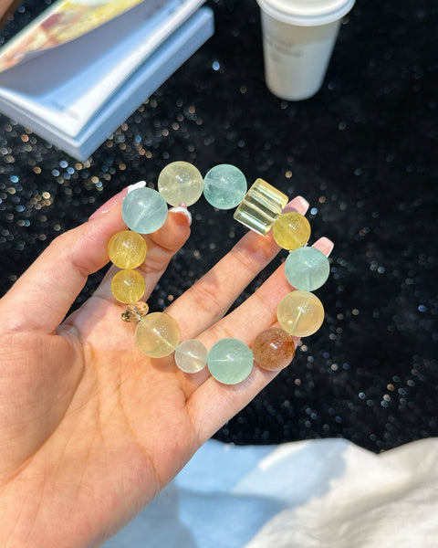 Crystal Paradise Five Elements Radiance Bracelet – “Multigem Harmony” Handmade Energy Bead Bracelet 🌈