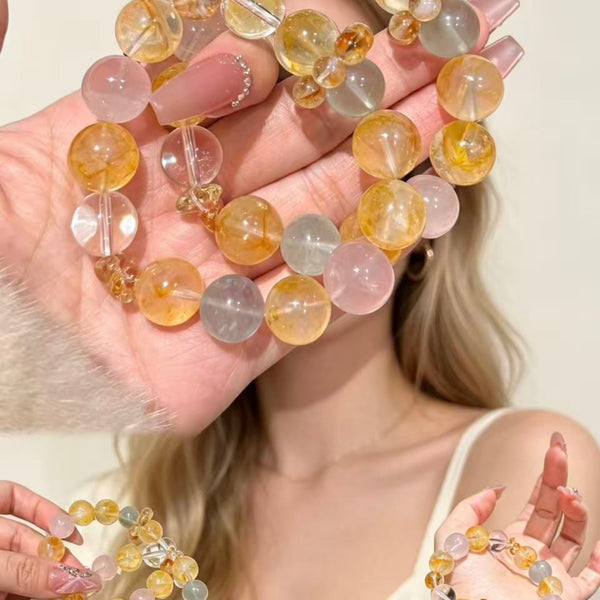 Crystal ParadiseGolden Bloom Crystal Bracelet – Handmade Multi-Stone Layered Energy Jewelry ✨🌼