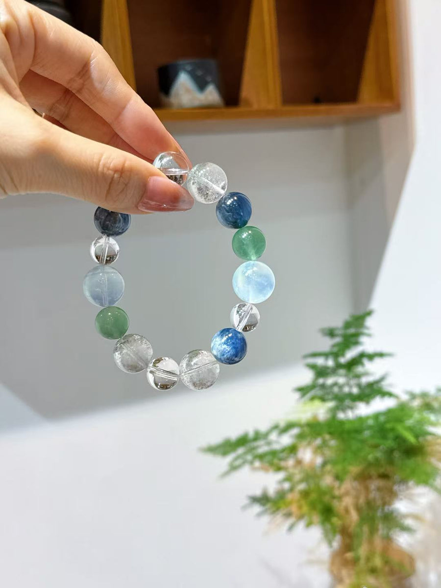 Crystal Paradise Luminous Ocean Dream Bracelet – Handmade Five-Crystal Energy Bracelet for Calm, Clarity & Abundance 🌊
