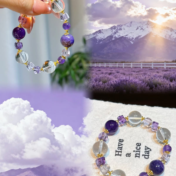Crystal Paradise Amethyst Realm Bracelet – “Violet Cosmic Awakening” Handmade Energy Bead Bracelet 💜